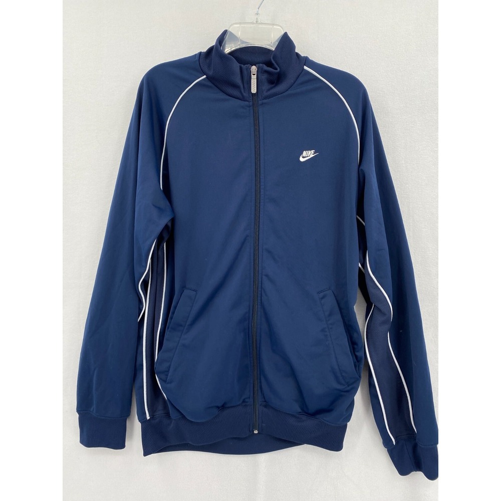 Vintage Y2K Nike Jacket Size Medium Blue White Tracksuit Full‎ Zip Logo - Picture 2 of 9